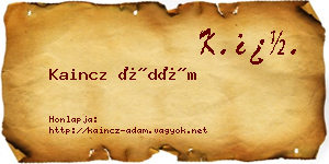 Kaincz Ádám névjegykártya