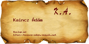 Kaincz Ádám névjegykártya
